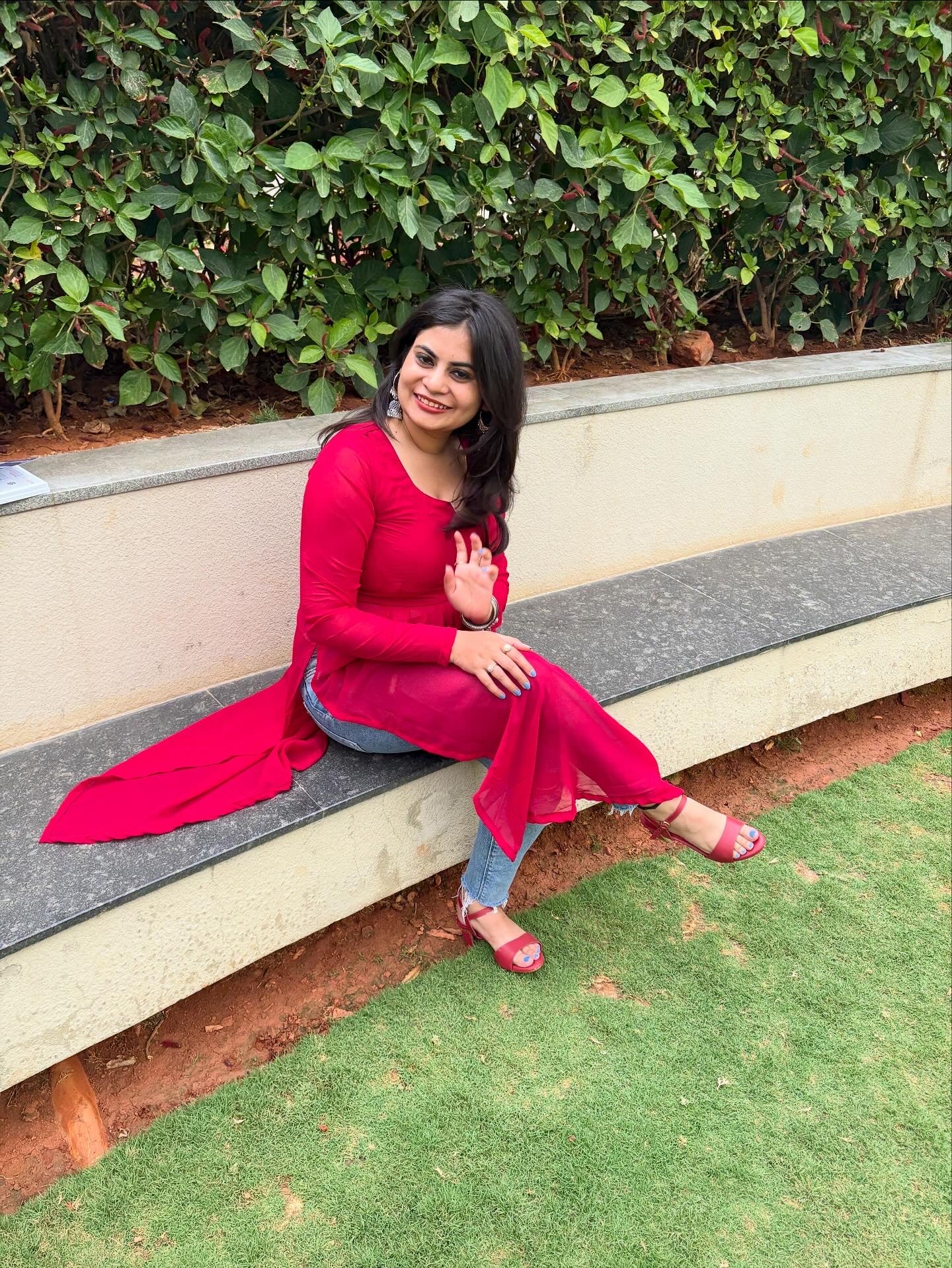 Hot Red Churidaar Sleeves Kurti