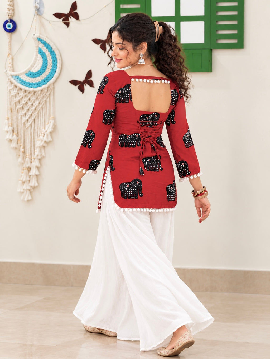 Nyra Red – Laddu Lace Corset Kurti