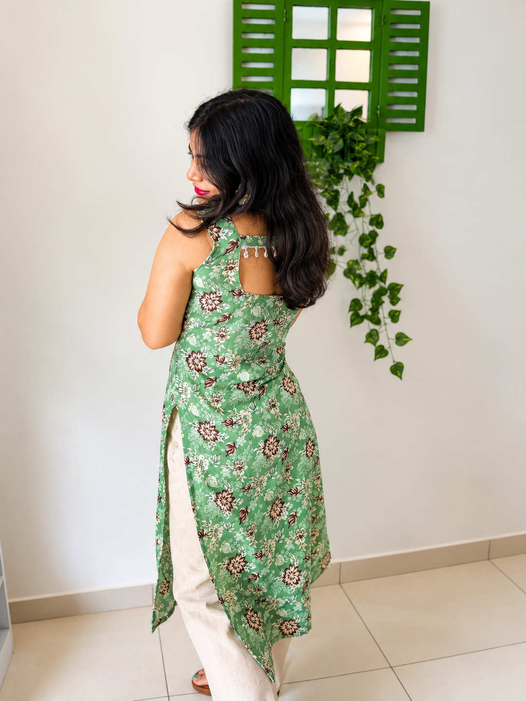 Mint Bloom Lace Kurti