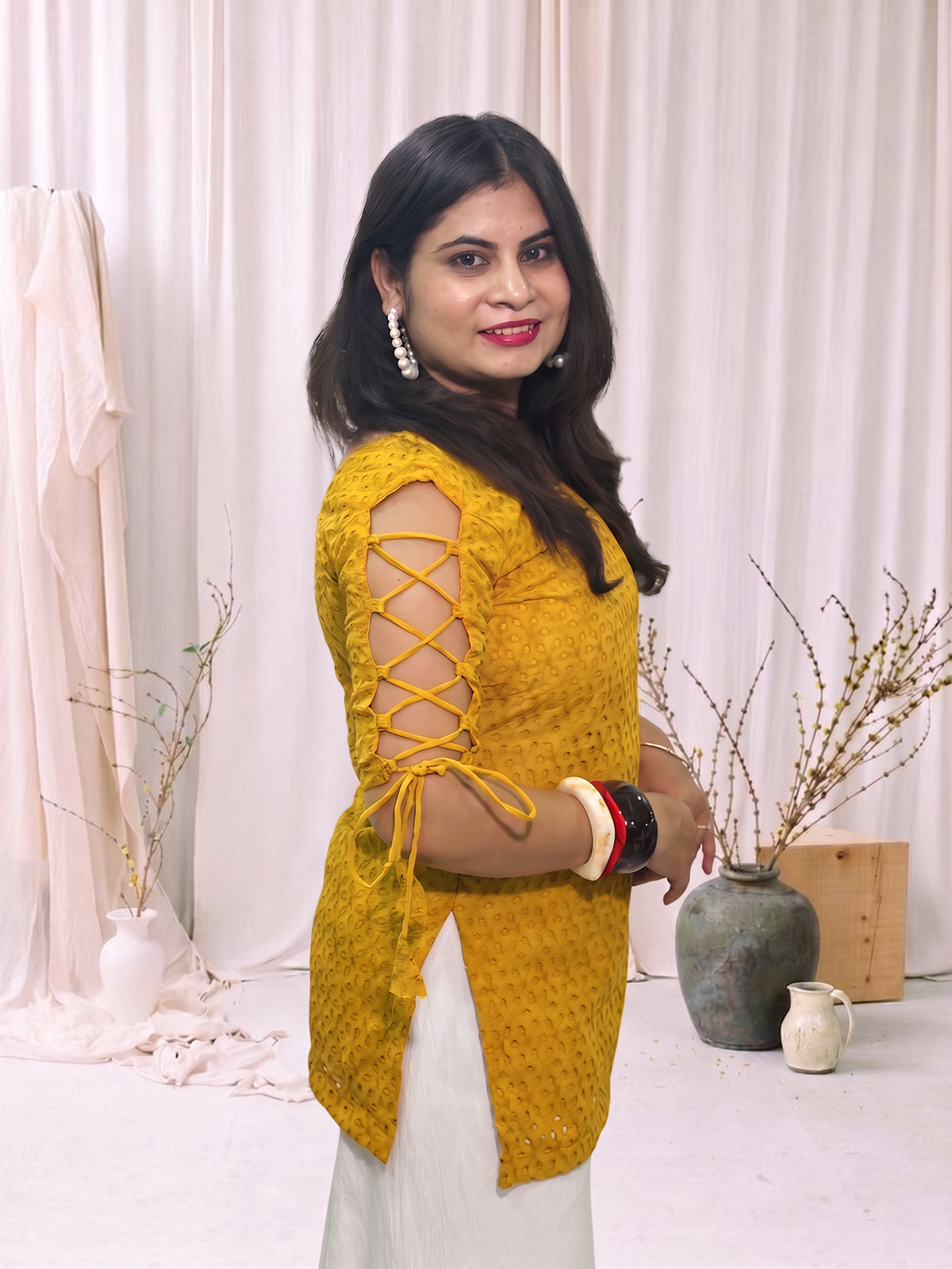 Sunflower Dori Sleeve Kurti 🌻