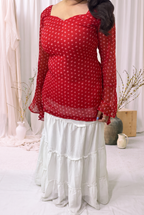 Sindoori Chauk Bandhani Kurti