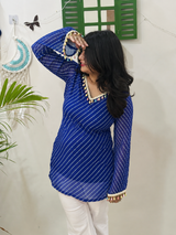 Royal Blue Kota Doria Kurti