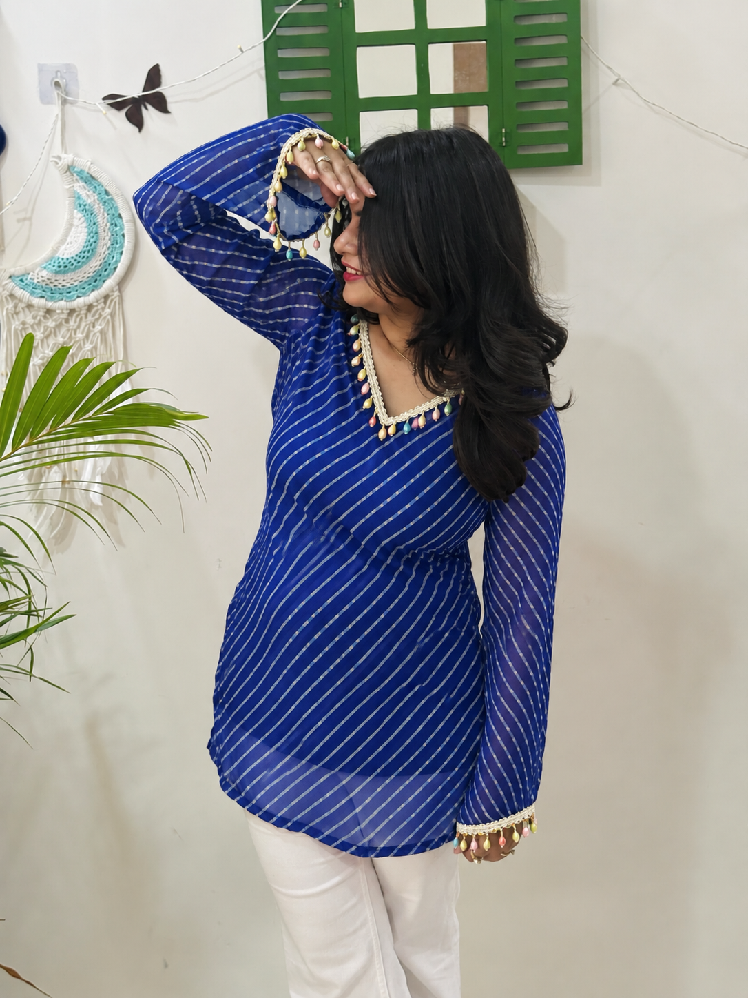 Royal Blue Kota Doria Kurti