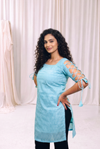 Sky Blue Dori Sleeve Kurti