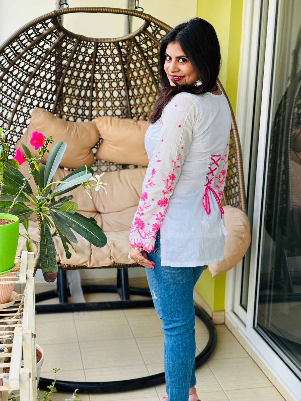 Aadhya Pink Chikankari Corset Kurti
