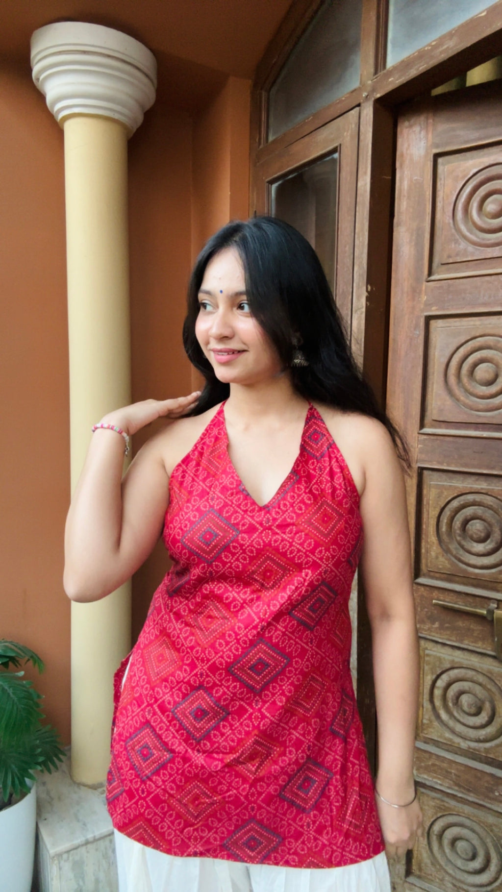 Jaipuri Charm Halter Neck Kurti