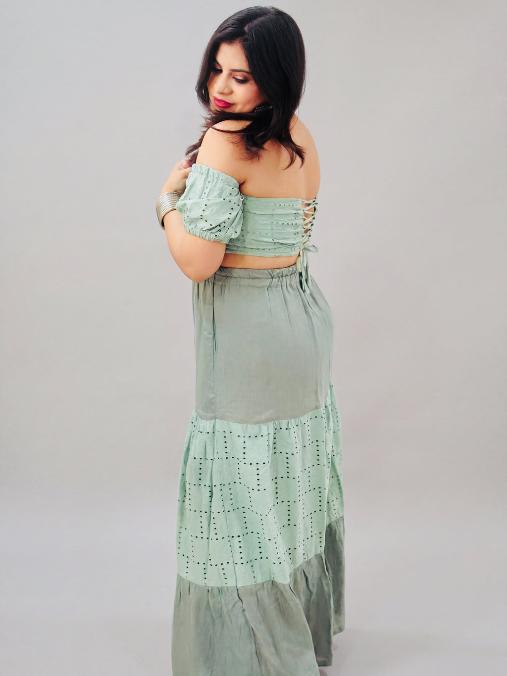 Mint Muse Chikankari Skirt Set