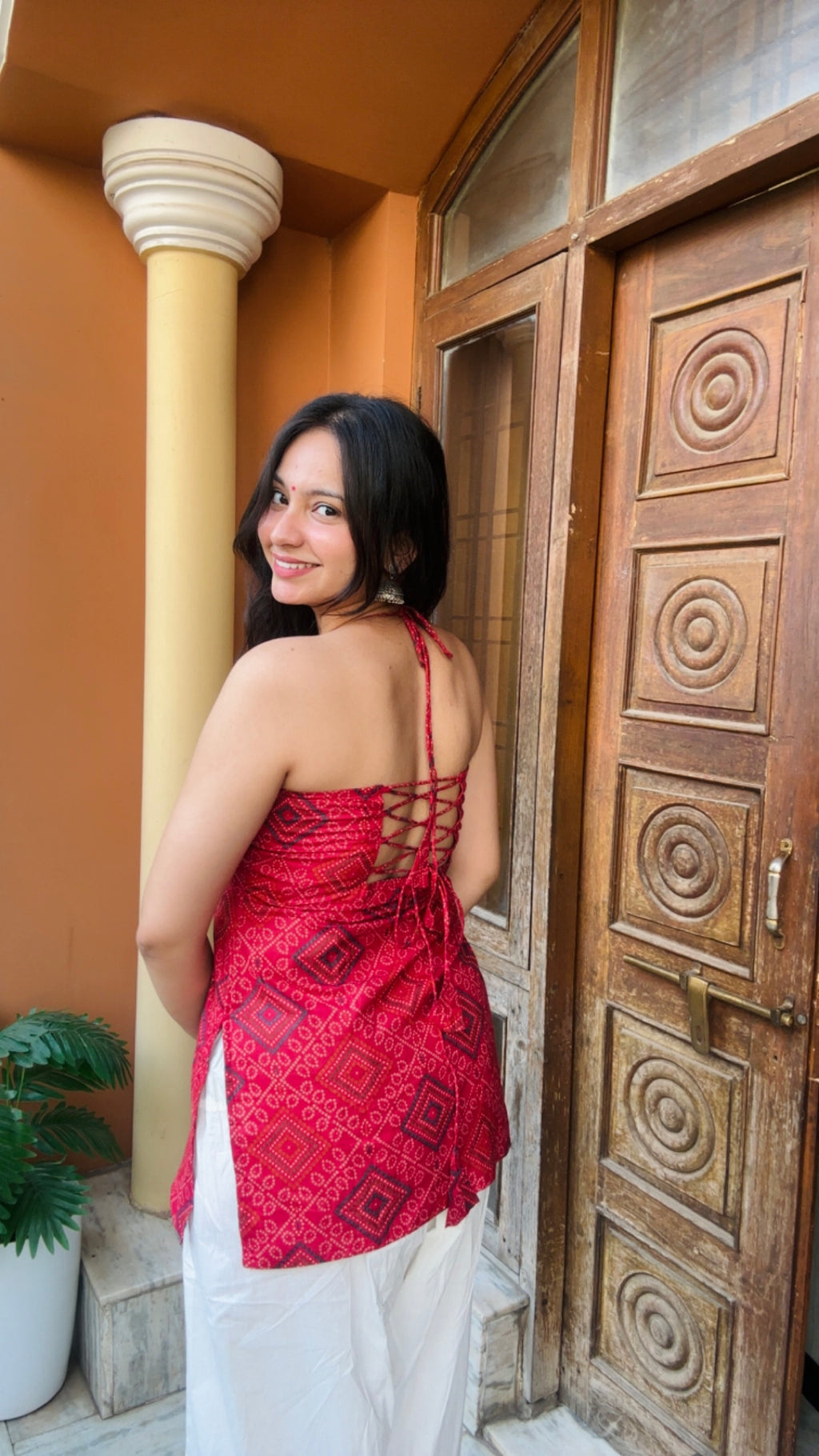 Jaipuri Charm Halter Neck Kurti