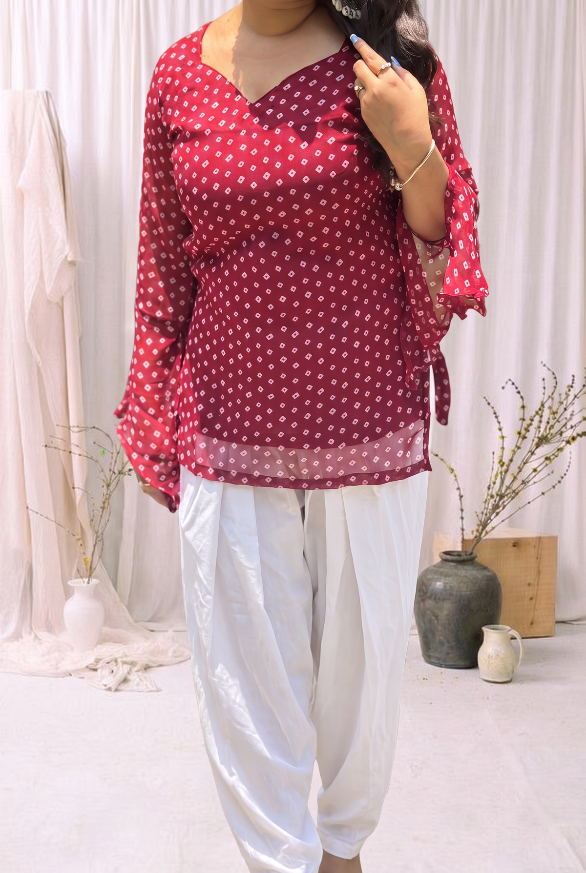 Reva Chauk Bandhani Kurti