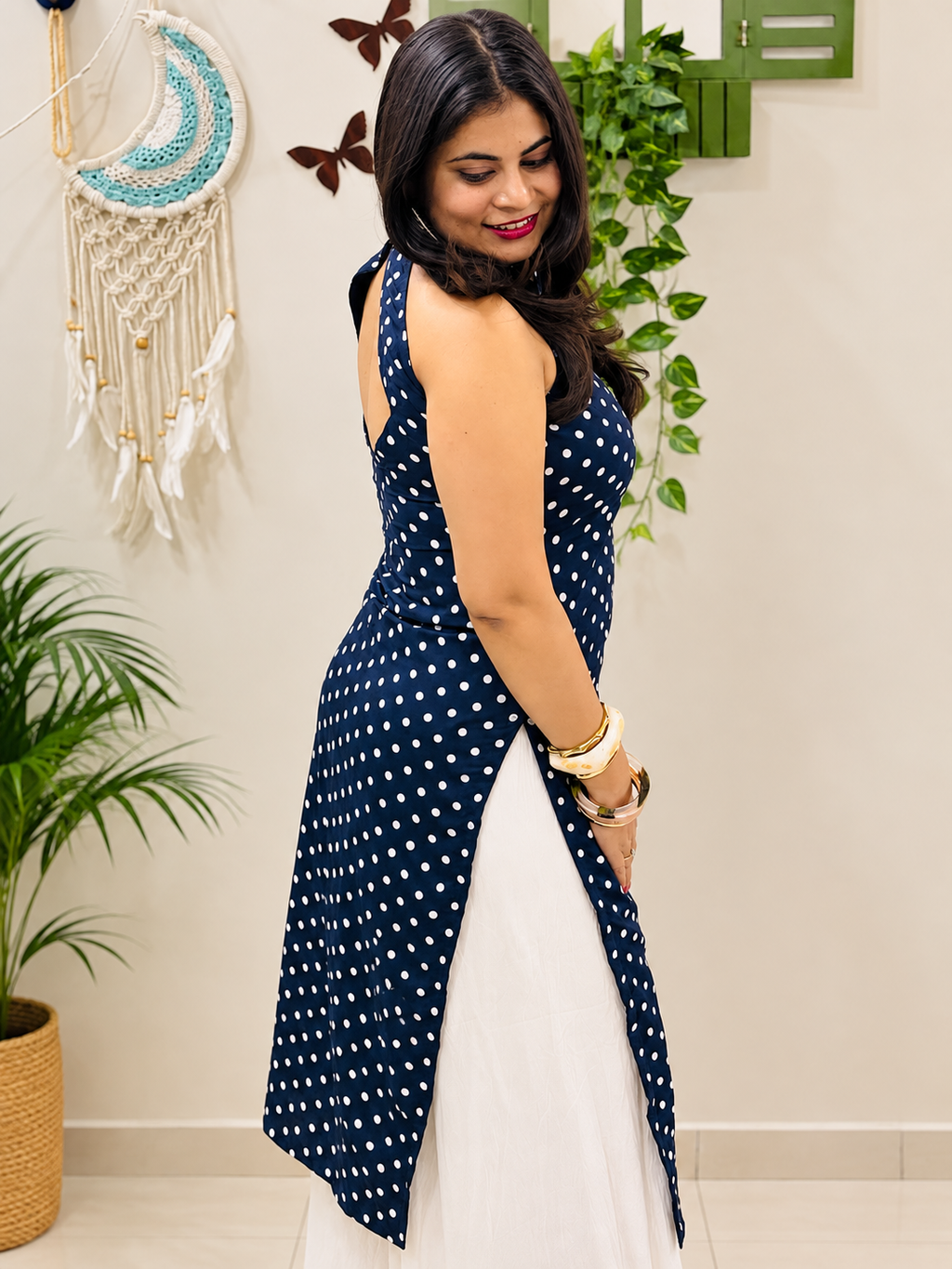 Naira Polka Muse Halter Kurti