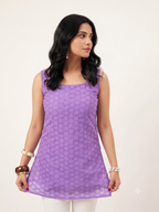 Lavendar Shell Ladder Kurti