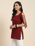 Hot Red Dori Sleeve Kurti