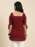Hot Red Dori Sleeve Kurti