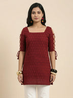 Hot Red Dori Sleeve Kurti