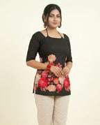 Black Bloom Corset Tie-Up Kurti