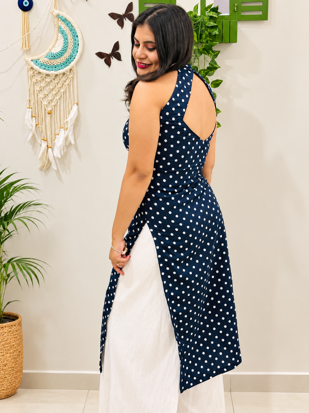 Naira Polka Muse Halter Kurti
