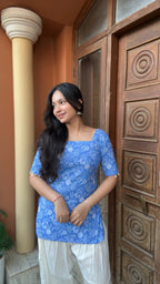 Aafreen Corset Kurti – Blue Bloom 💙