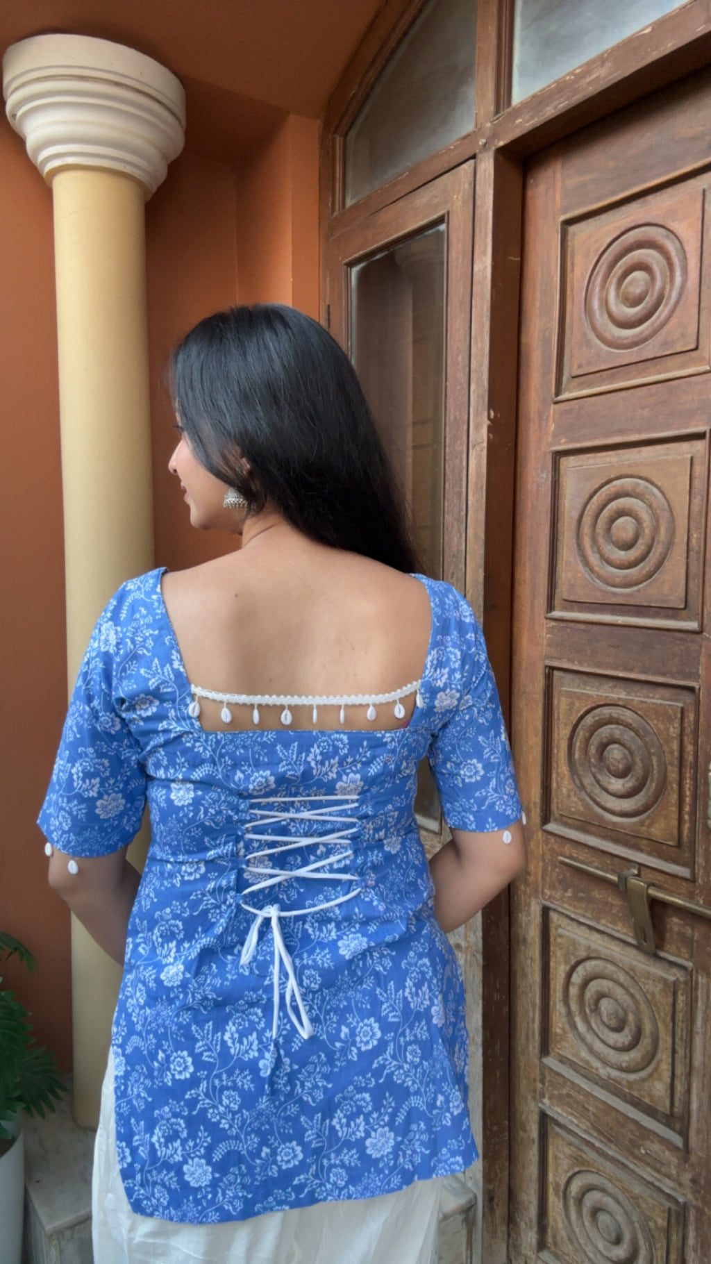 Aafreen Corset Kurti – Blue Bloom 💙
