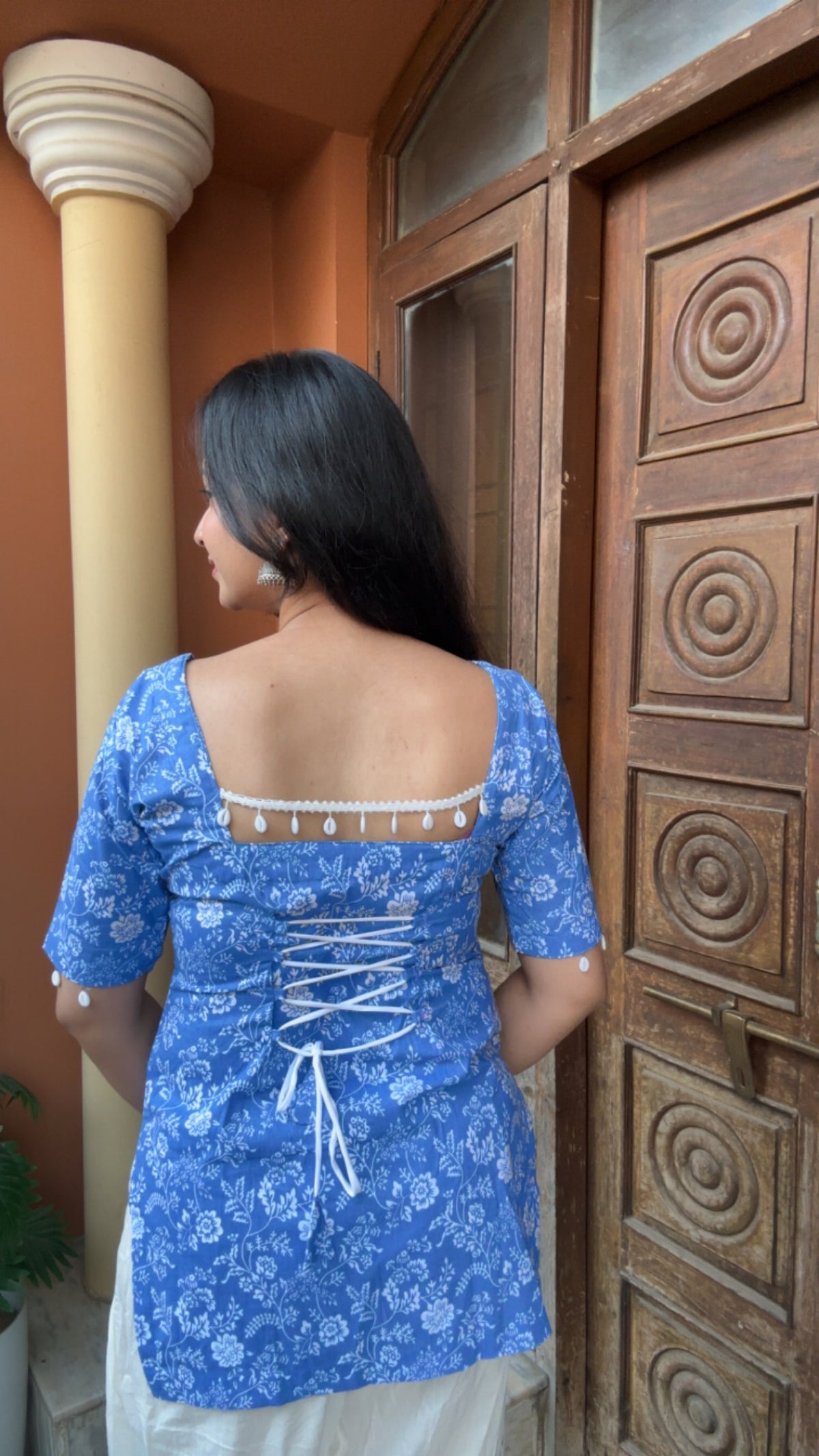 Aafreen Corset Kurti – Blue Bloom 💙