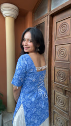 Aafreen Corset Kurti – Blue Bloom 💙