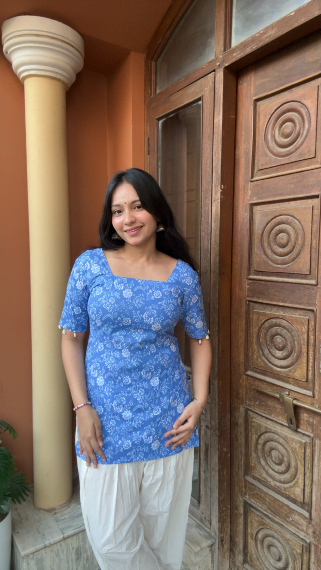 Aafreen Corset Kurti – Blue Bloom 💙
