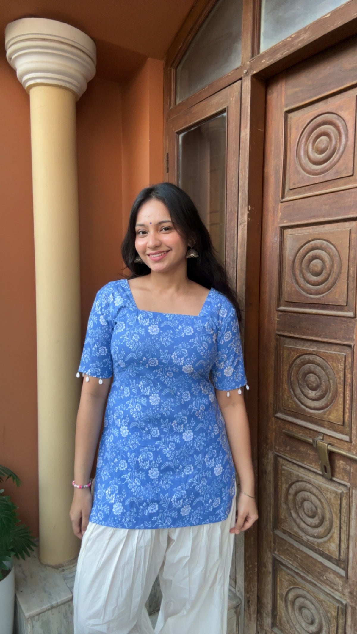 Aafreen Corset Kurti – Blue Bloom 💙