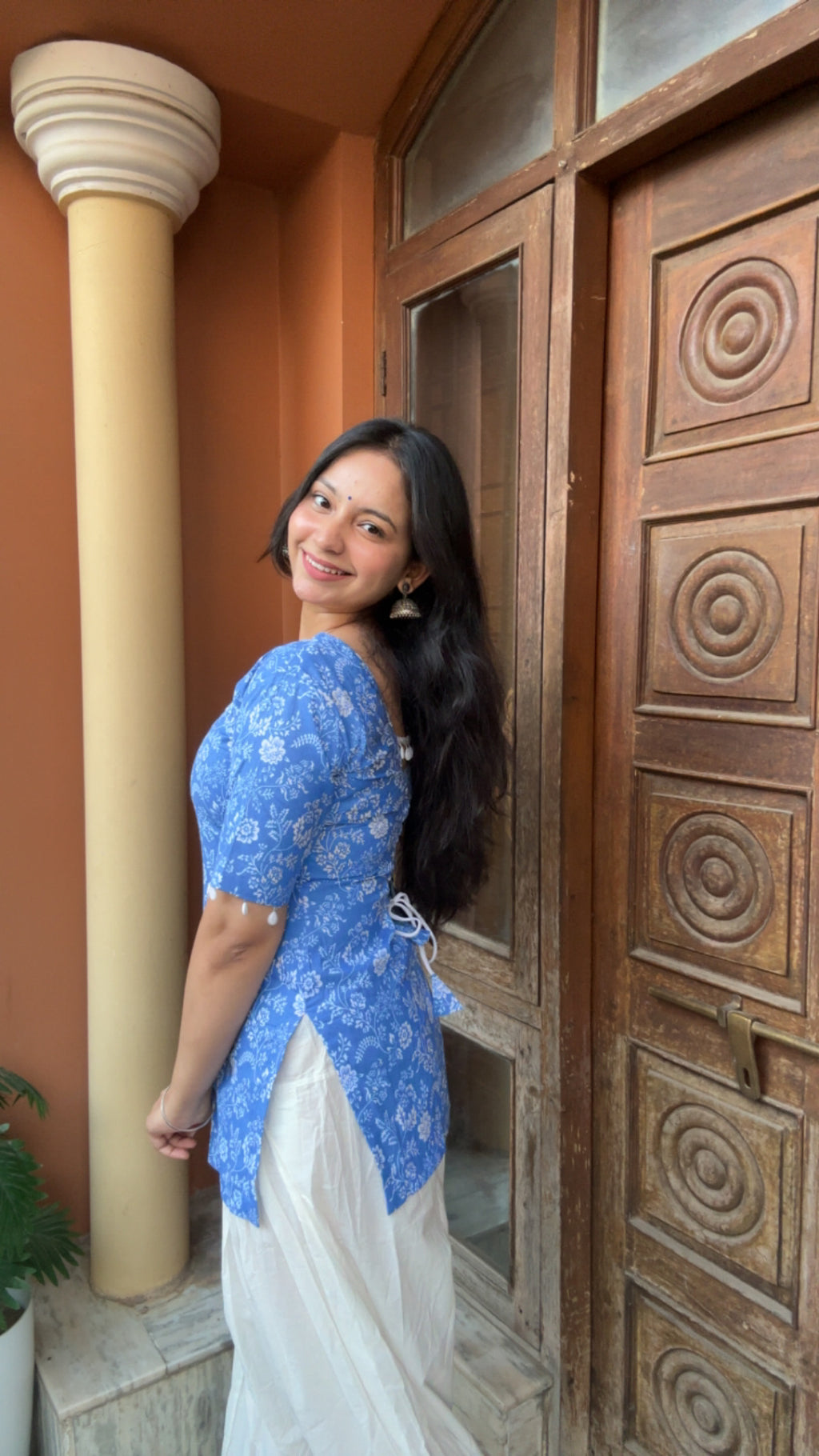 Aafreen Corset Kurti – Blue Bloom 💙