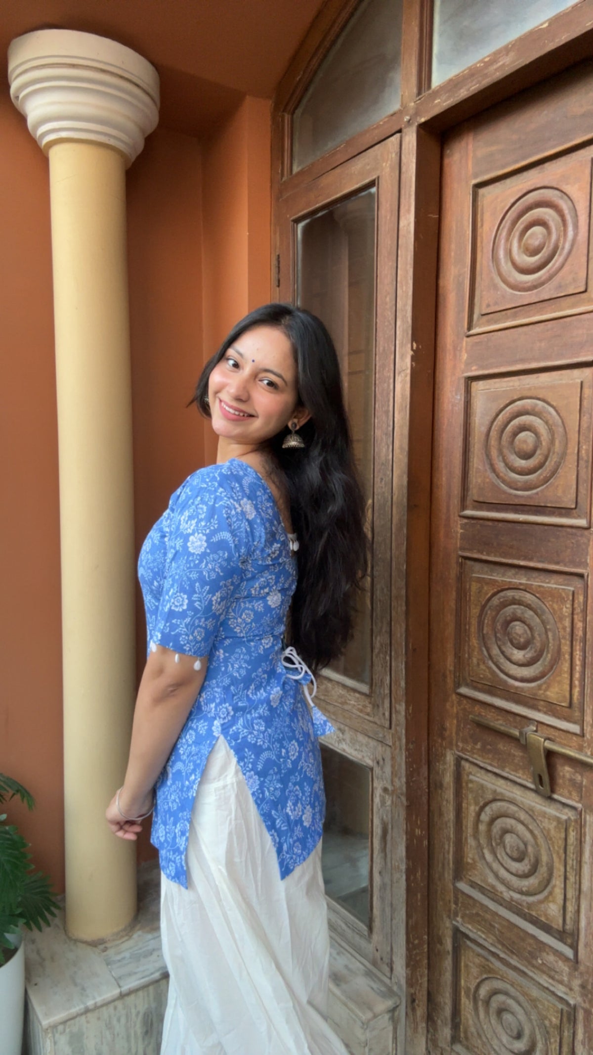 Aafreen Corset Kurti – Blue Bloom 💙