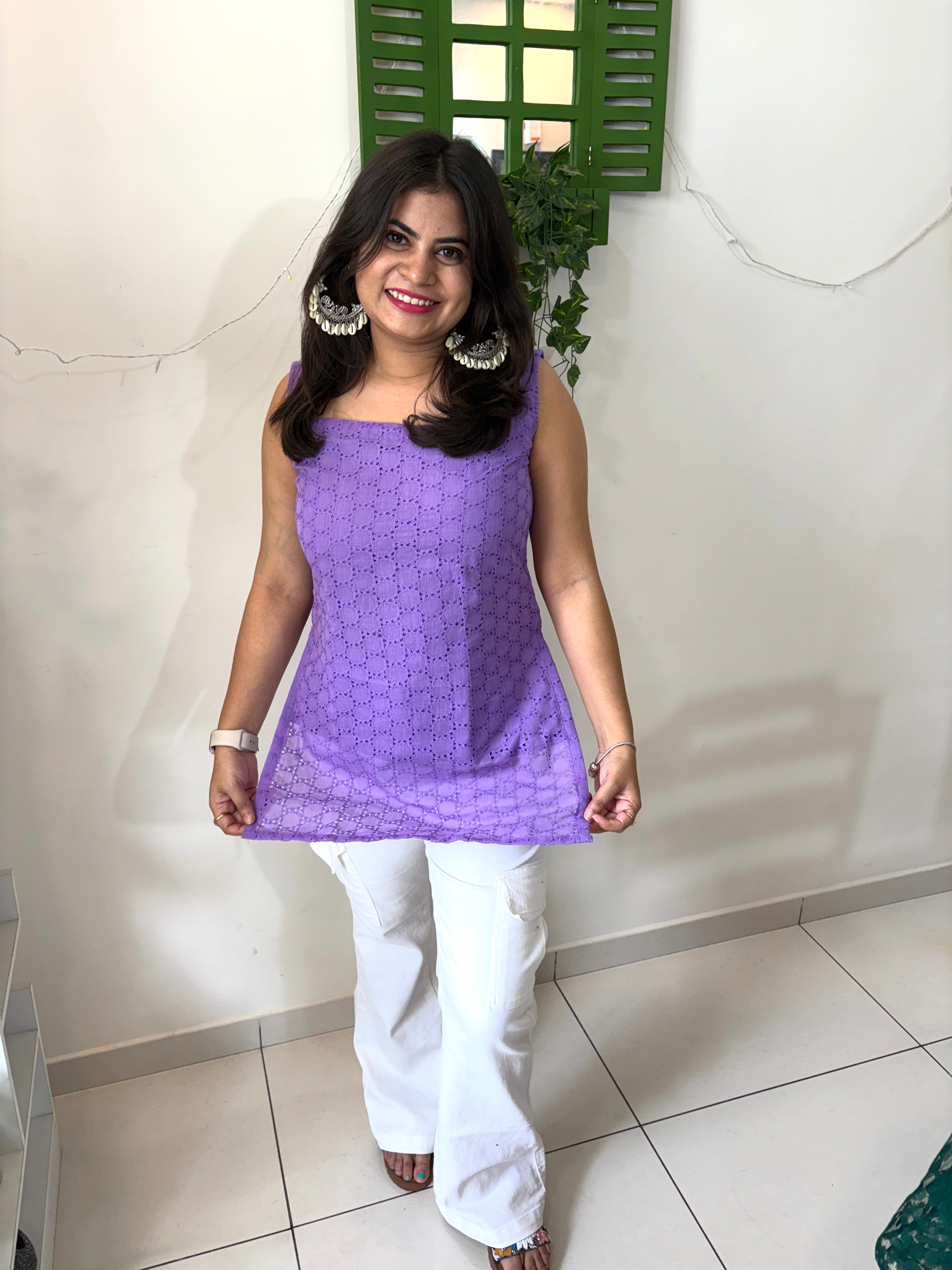 Lavender Breeze Backless Kurti