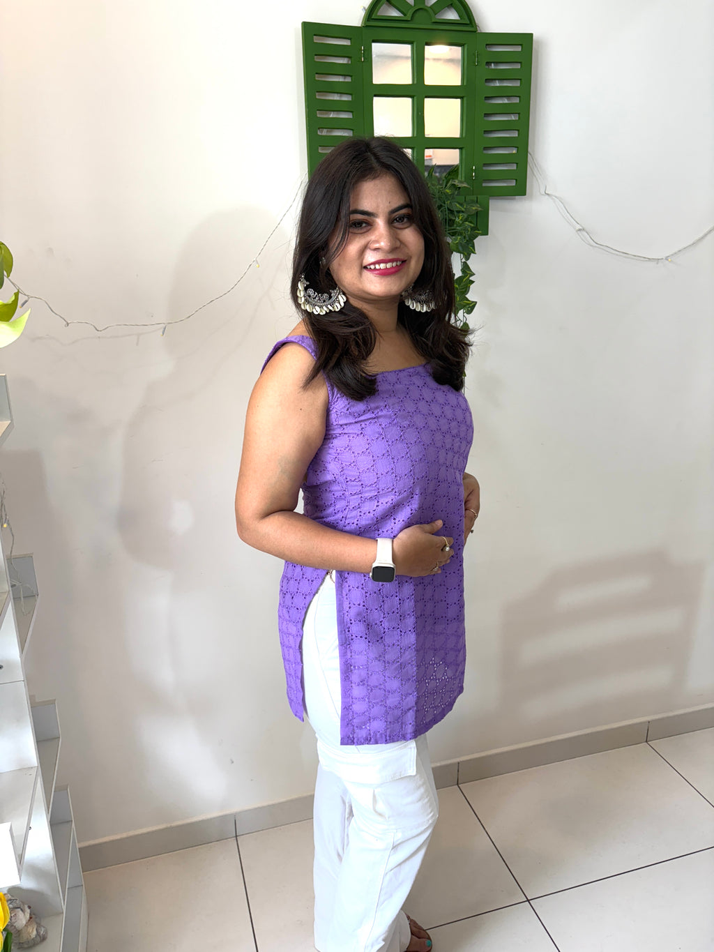 Lavender Breeze Backless Kurti