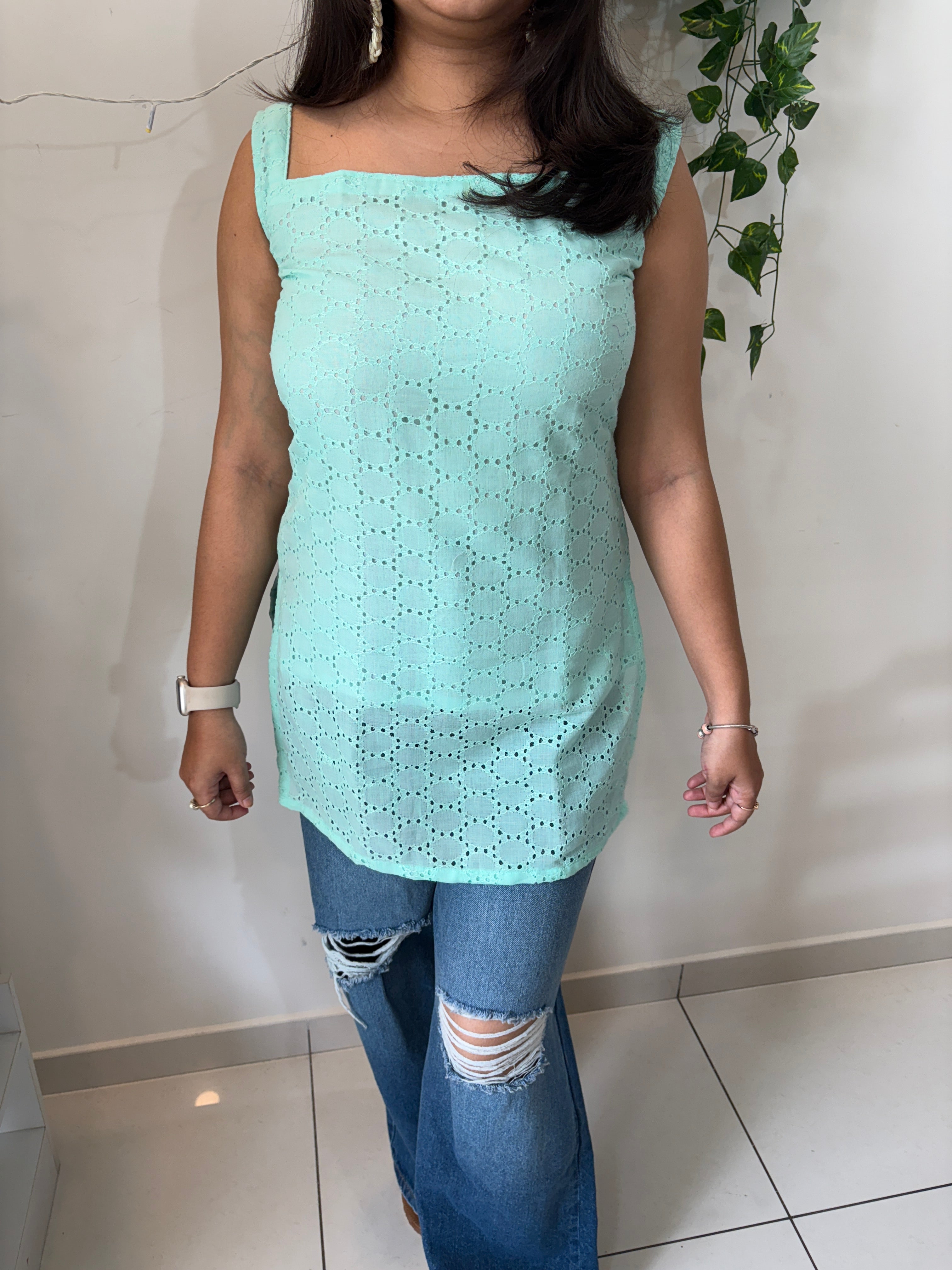 Mint Breeze Backless Kurti