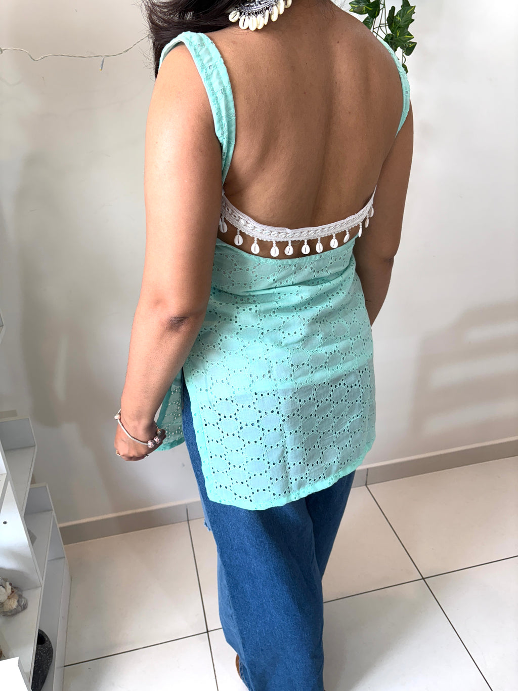 Mint Breeze Backless Kurti