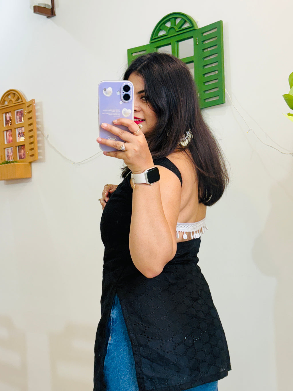 Midnight Black Backless Kurti