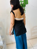 Midnight Black Backless Kurti