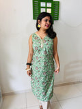Mint Bloom Lace Kurti