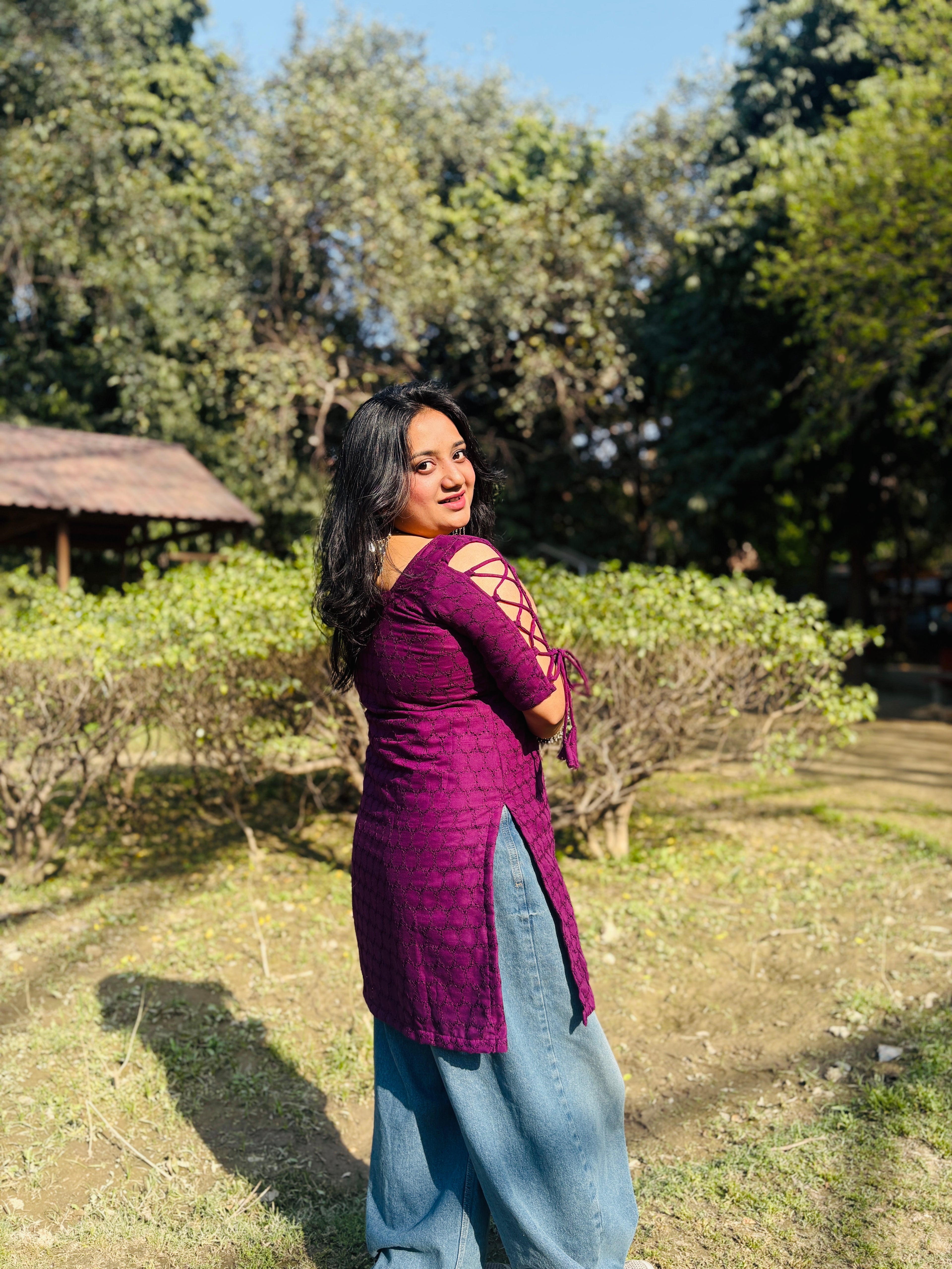 Plum Royale Dori Sleeves Kurti