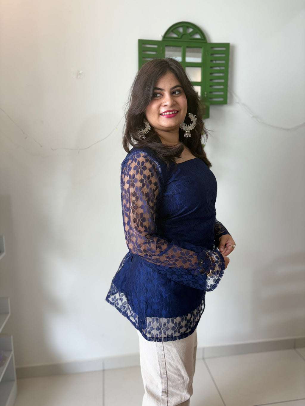 Midnight Blue Lace Kurti