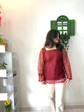 Wine Red Lace Kurti