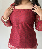Wine Red Lace Kurti