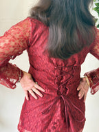 Wine Red Lace Kurti