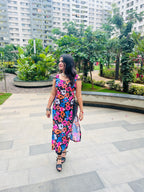 Midnight Bloom Shell-Back Long Kurti