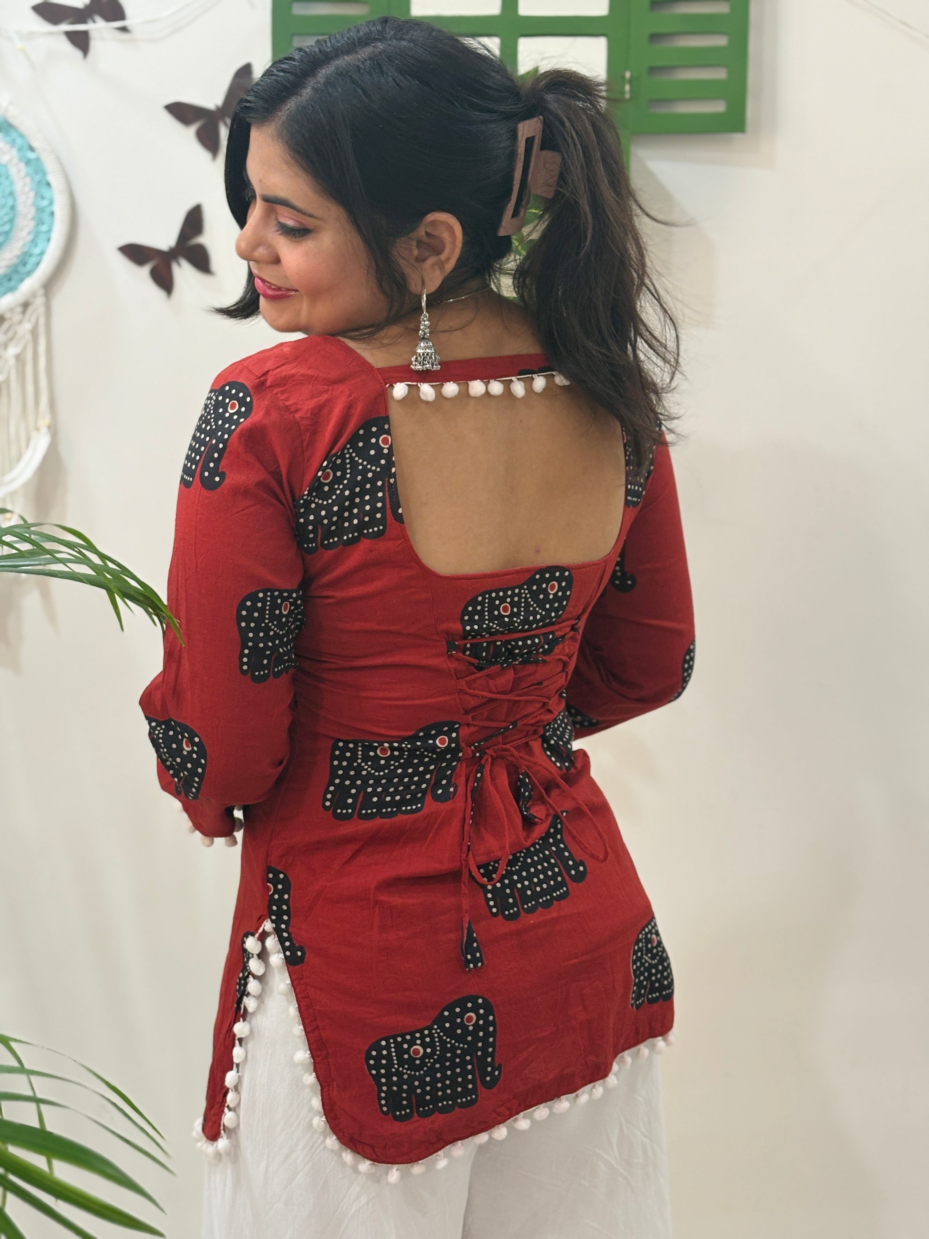 Nyra Red – Laddu Lace Corset Kurti