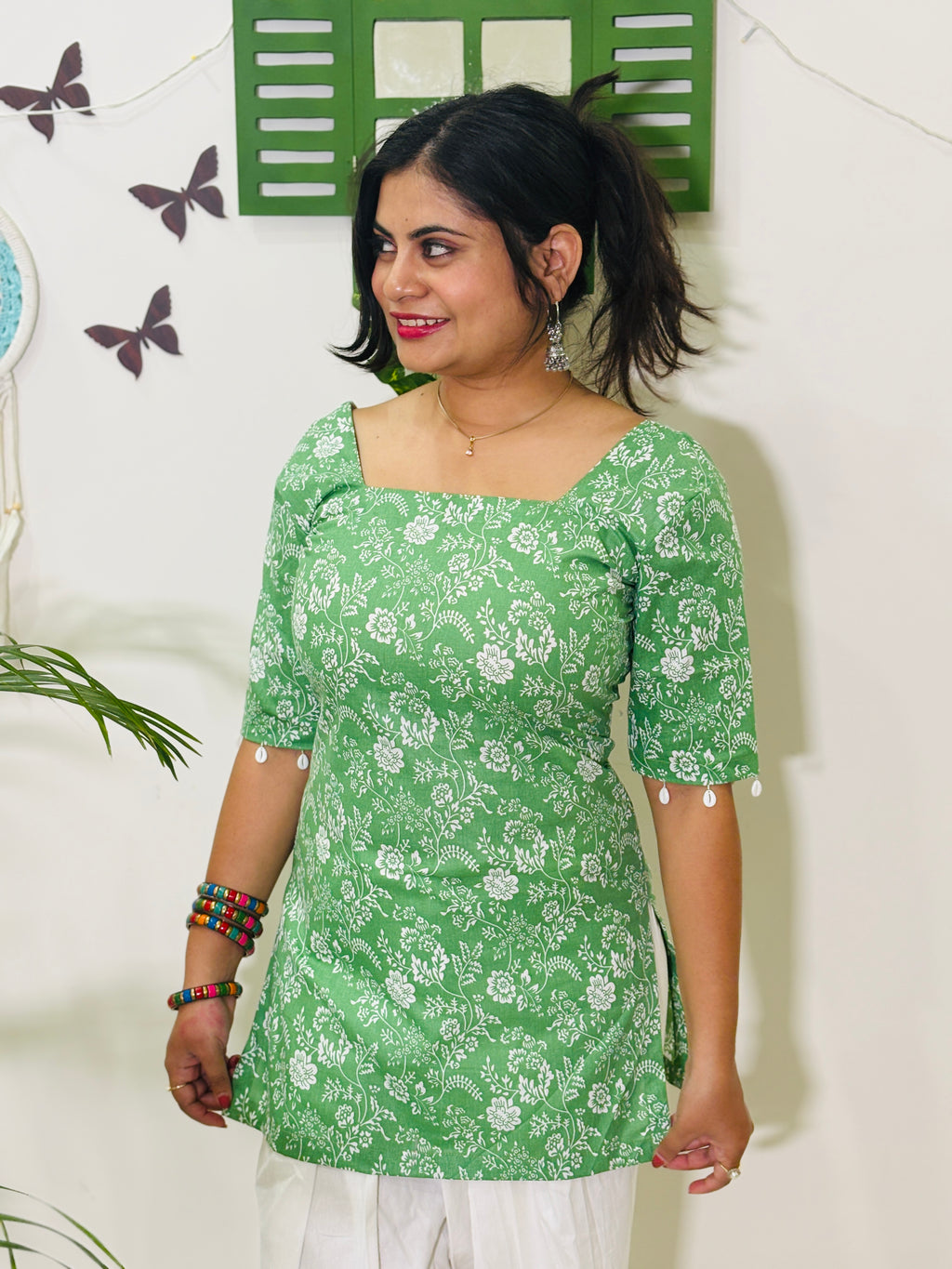 Aafreen Corset Kurti – Mint Bloom
