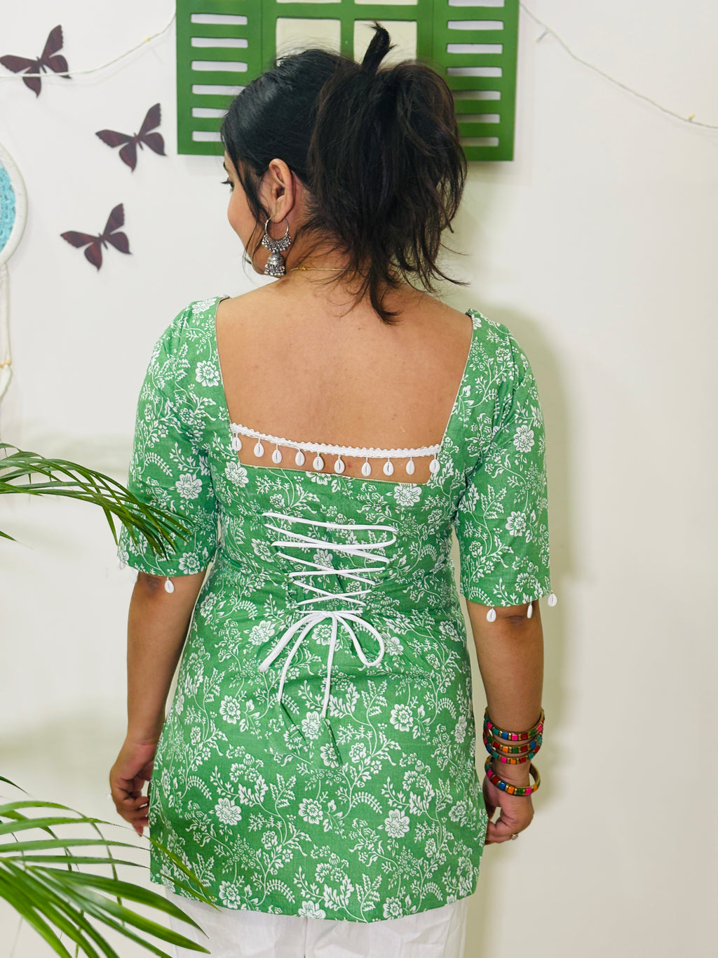 Aafreen Corset Kurti – Mint Bloom