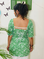 Aafreen Corset Kurti – Mint Bloom