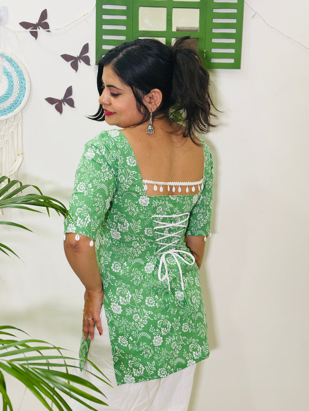 Aafreen Corset Kurti – Mint Bloom