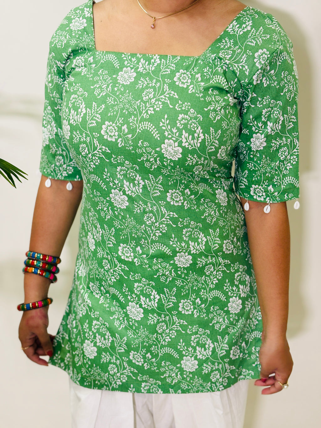 Aafreen Corset Kurti – Mint Bloom