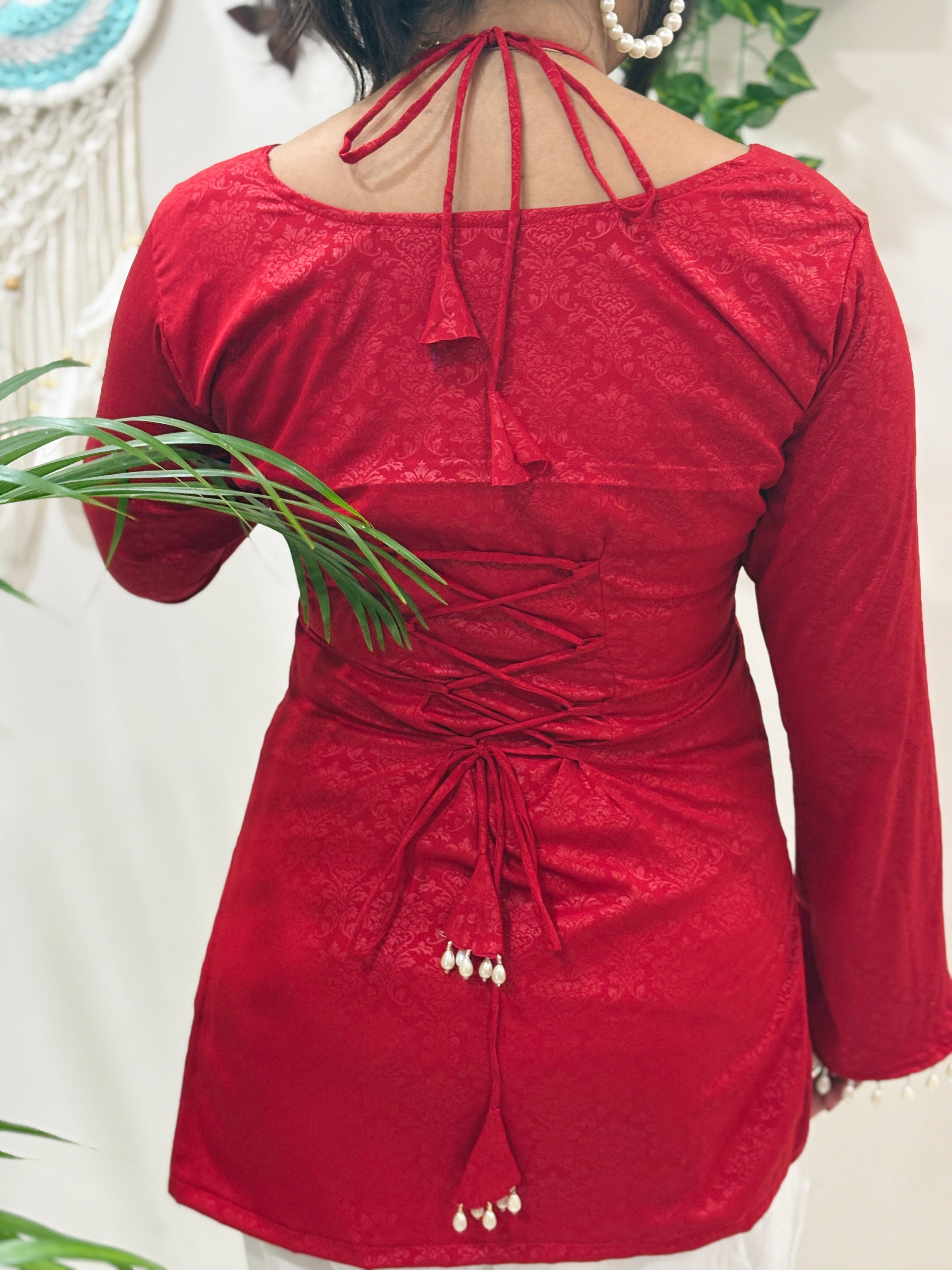 Noor Tie-Up Pearl Corset Kurti