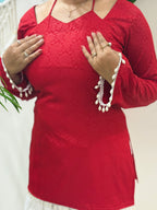 Noor Tie-Up Pearl Corset Kurti