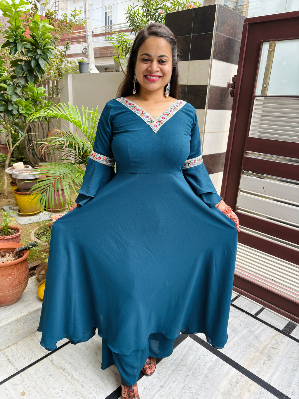 Naaz Umbrella Kurti Set – Teal Grace